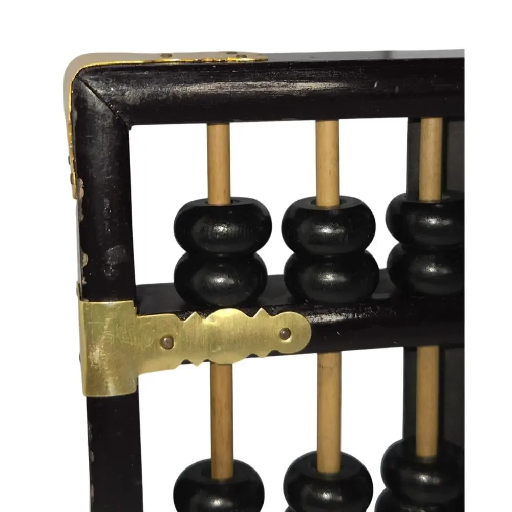 Lotus Flower Brand Chinese Wood Abacus 11 Rods Suanpan Counting Frame Vintage